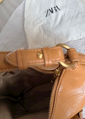 Deri Bej Fermuarlı Kadın Çanta - Görsel 4