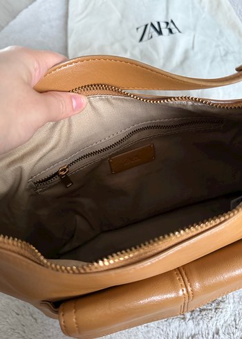 Deri Bej Fermuarlı Kadın Çanta - Görsel 3