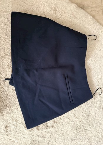 Lacivert Kemerli Mini şort etek - Görsel 4