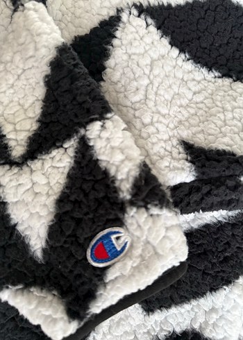 Champion Siyah Beyaz Desenli Kapüşonlu Polar orijinal - Görsel 2