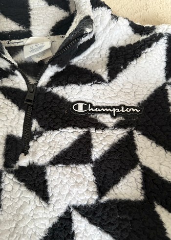 Champion Siyah Beyaz Desenli Kapüşonlu Polar orijinal - Görsel 3