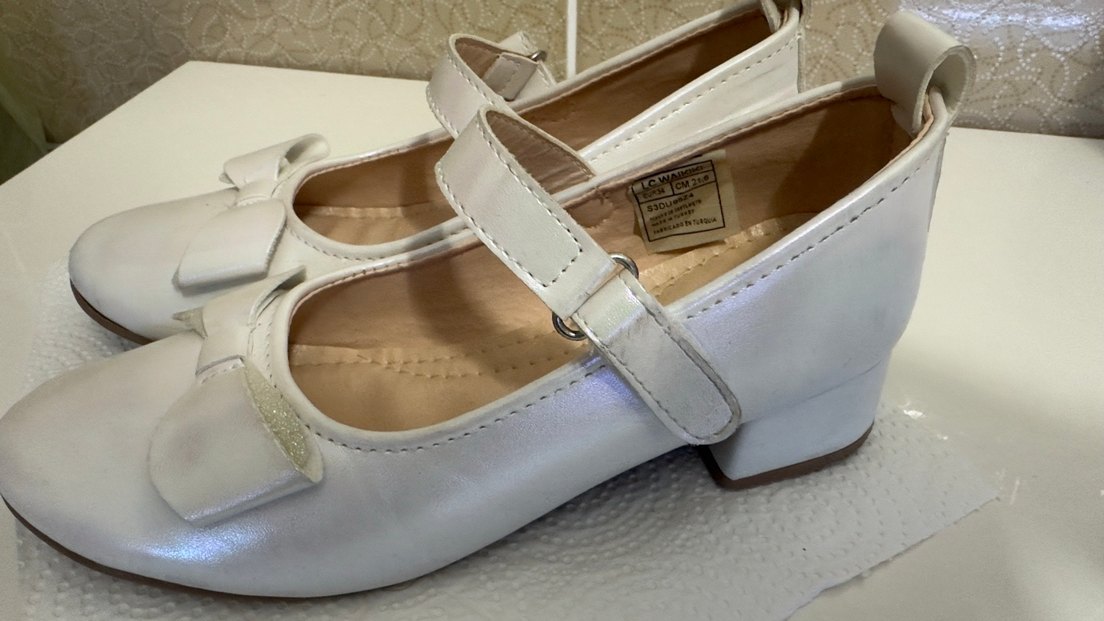 Kız Çocuk Beyaz Fiyonklu Babet - Görsel 2