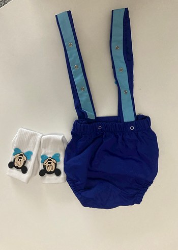 LC Waikiki Mavi Nakışlı Erkek Bebek Tulum Seti