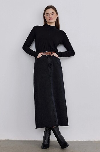 Suud collection - Siyah Uzun Jean Etek