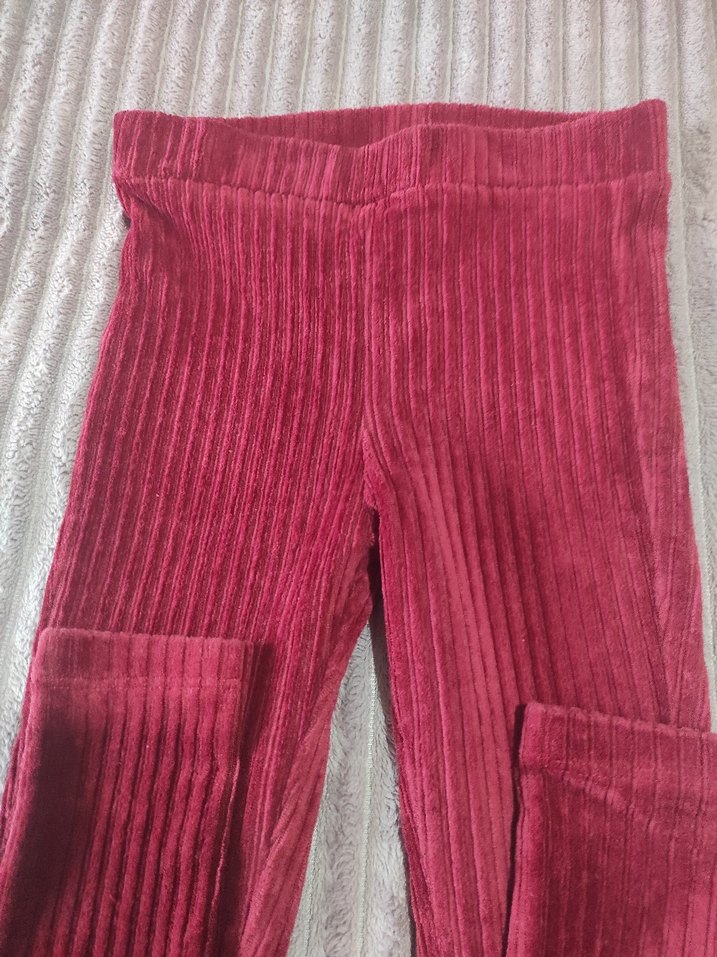 Bordo Kız Çocuk fitilli Tayt - Görsel 4