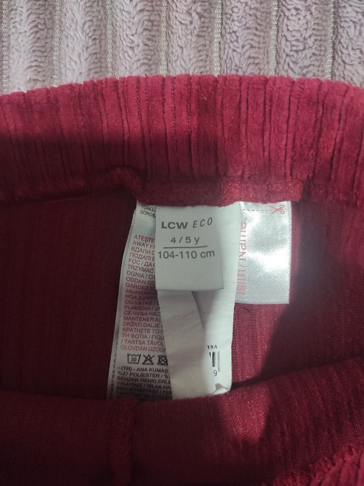 Bordo Kız Çocuk fitilli Tayt - Görsel 5