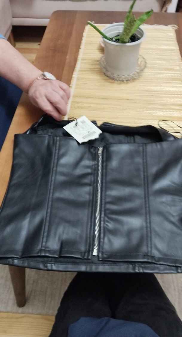 Kadın Siyah Deri Straplez Bustiyer - Görsel 5