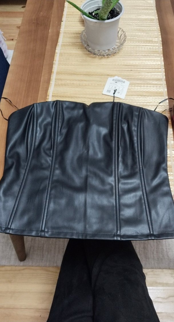 Kadın Siyah Deri Straplez Bustiyer - Görsel 2