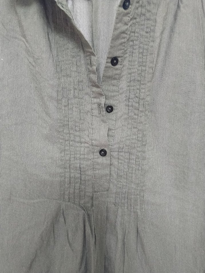 Gri Kısa Kollu Keten Hamile Tunik - Görsel 2