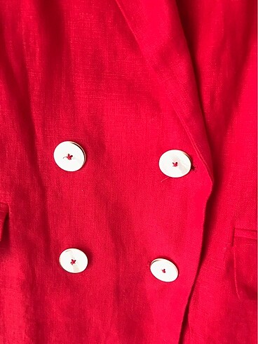 l Beden kırmızı Renk Keten Blazer ceket