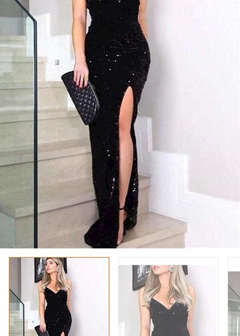 Siyah Parlak Yılan Desenli Uzun Abiye Elbise - Görsel 2