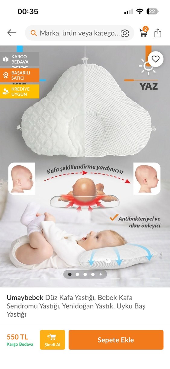 Çift Taraflı Çocuk Yastığı Beyaz-Gri - Görsel 3