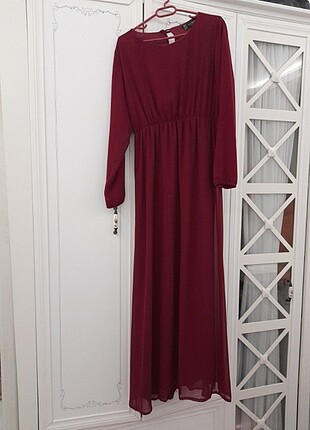 Bordo şifon elbise