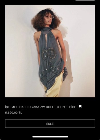 İşlemeli halter yaka zw collection elbise - Görsel 2