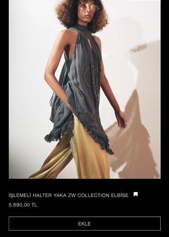 İşlemeli halter yaka zw collection elbise - Görsel 3