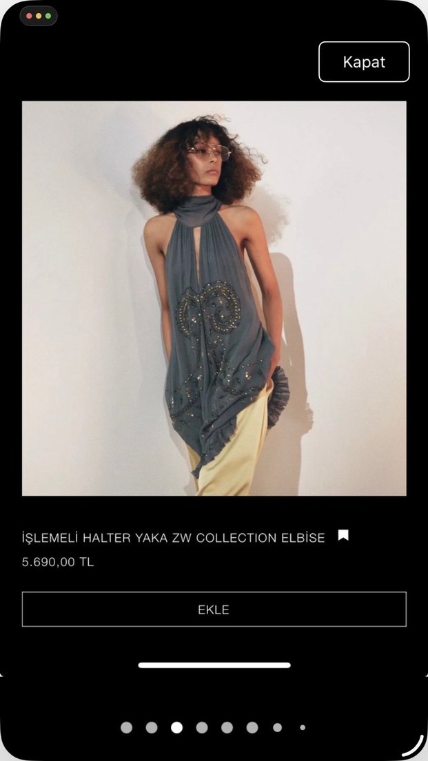 İşlemeli halter yaka zw collection elbise - Görsel 2