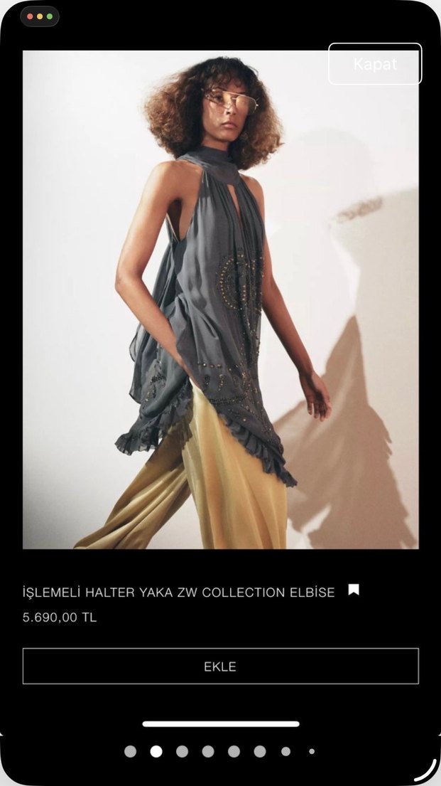 İşlemeli halter yaka zw collection elbise - Görsel 3