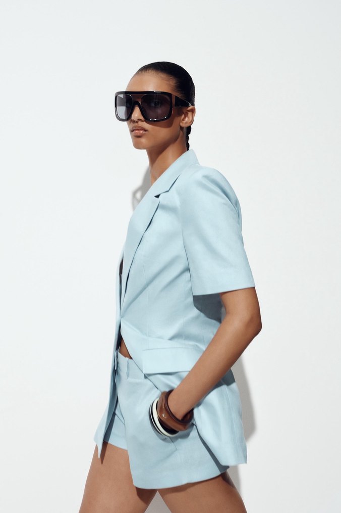 Beyaz Keten Mini Şort zara - Görsel 3