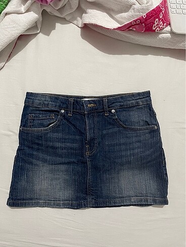 bershka dark wash kot etek