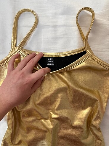 Zara altin rengi y2k bluz
