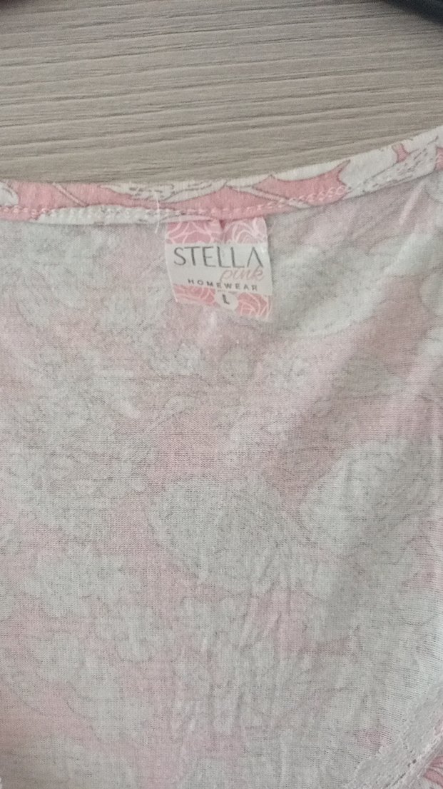 Pembe Batik Desenli Uzun Kollu V Yaka Gecelik - Görsel 3