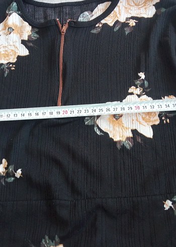 Çiçek Desenli Siyah Uzun Kollu Bohem Elbise - Görsel 7