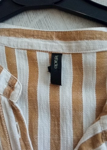 Bej Zebra Desenli Uzun Keten Elbise - Görsel 8