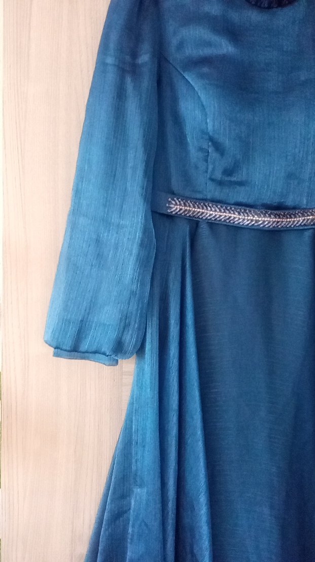 Uzun Lacivert tesettür abiye elbise - Görsel 5