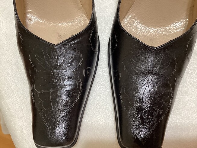 37 Beden Vintage deri ayakkabı topuklu ayakkabı