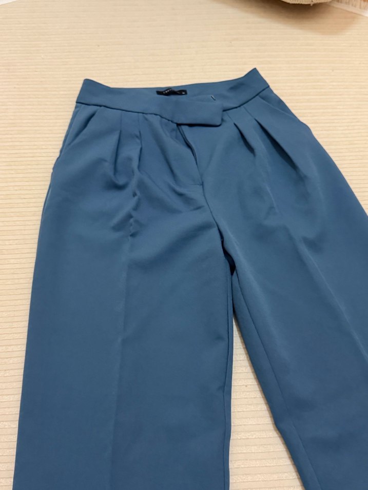 Kadın Lacivert Pilili Kumaş Pantolon - Görsel 2