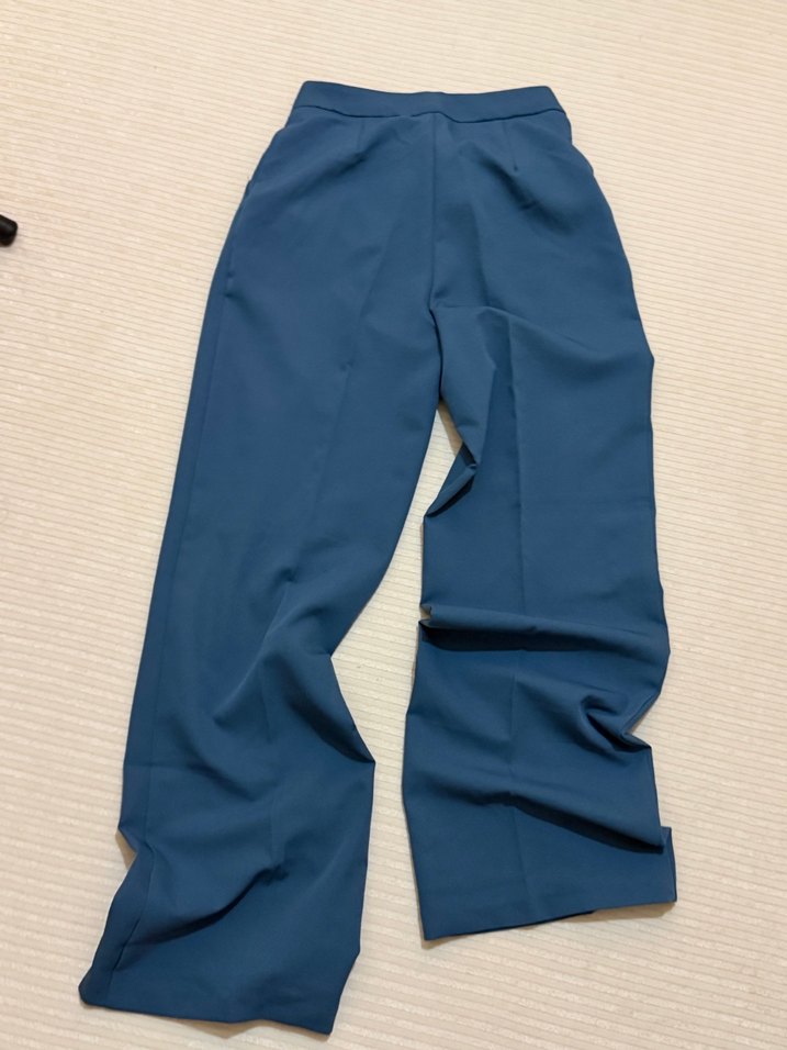 Kadın Lacivert Pilili Kumaş Pantolon - Görsel 3