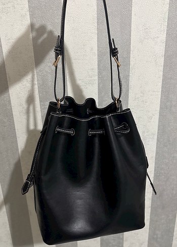 Siyah Deri  Omuz Çantası tote bag - Görsel 2