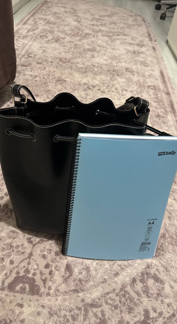 Siyah Deri  Omuz Çantası tote bag - Görsel 4