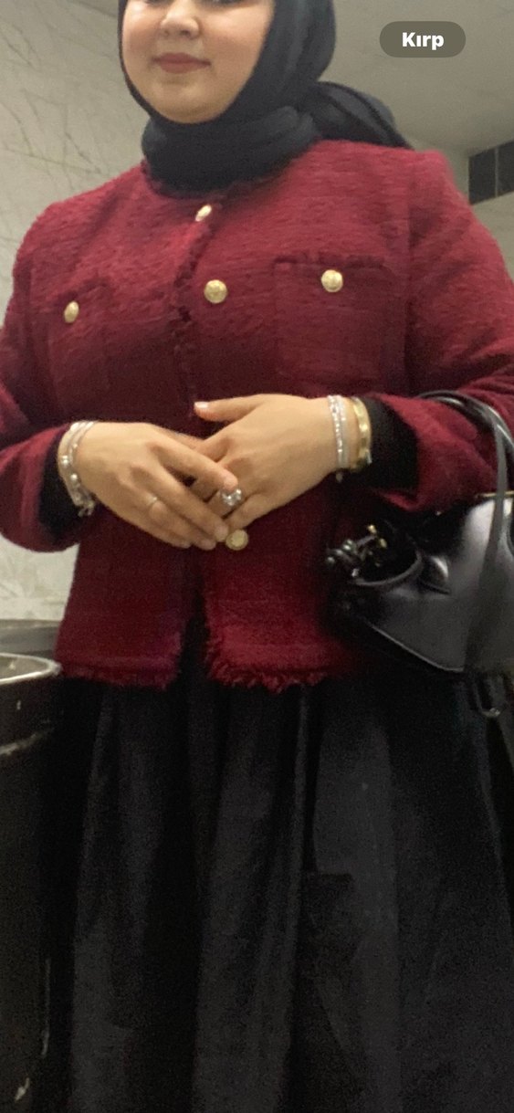 Bordo Düğmeli Midi Kadın ceket - Görsel 3