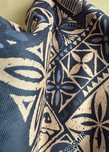 Moda Kaşmir Kare Mavi Pamuk Eşarp - Görsel 6