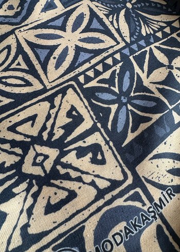 Moda Kaşmir Kare Mavi Pamuk Eşarp - Görsel 5