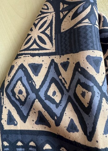 Moda Kaşmir Kare Mavi Pamuk Eşarp - Görsel 3