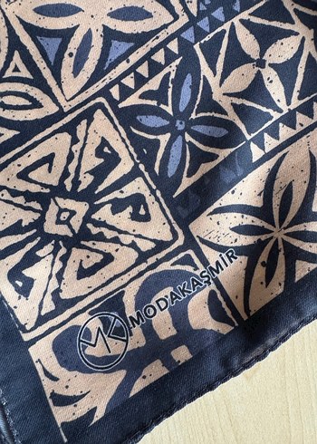 Moda Kaşmir Kare Mavi Pamuk Eşarp - Görsel 2