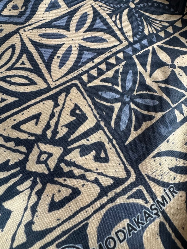 Moda Kaşmir Kare Mavi Pamuk Eşarp - Görsel 5