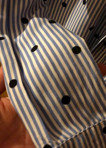 H&M Mavi Çizgili Puantiyeli Gömlek - Görsel 3