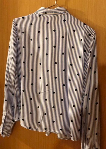 H&M Mavi Çizgili Puantiyeli Gömlek - Görsel 2