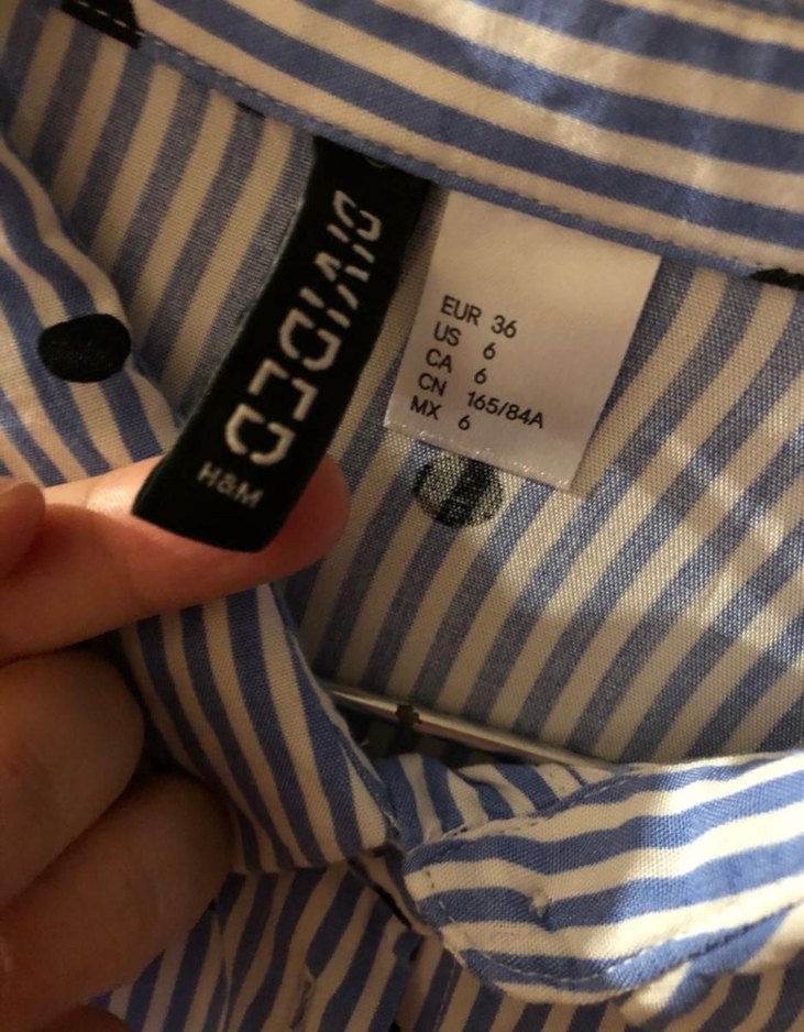 H&M Mavi Çizgili Puantiyeli Gömlek - Görsel 4