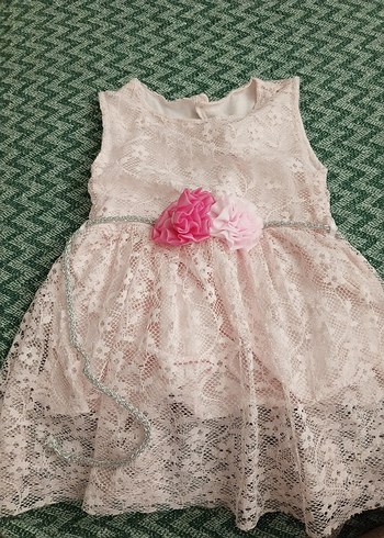 Kız Çocuk Dantelli Pembe Elbise