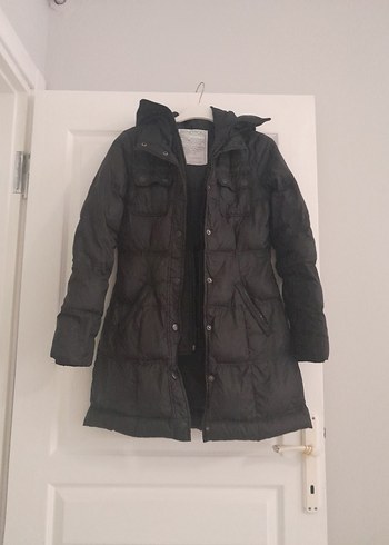 Düğmeli Siyah Kadın Kışlık Mont - Görsel 5