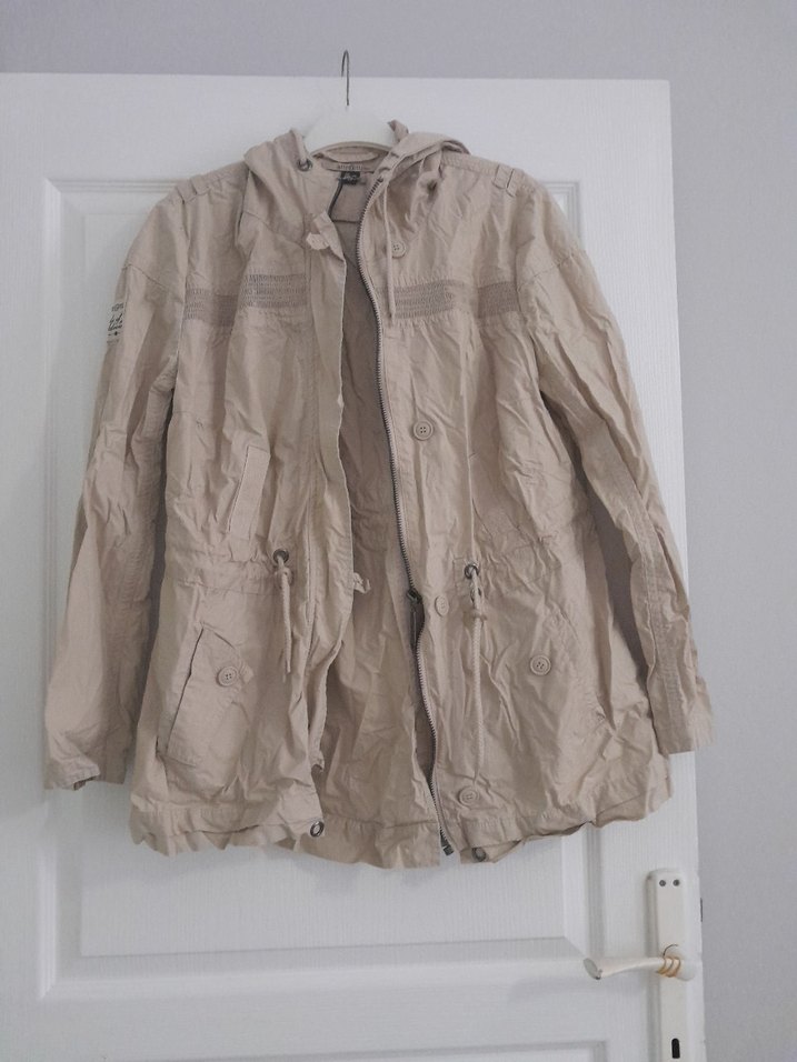 Kadın Bej Keten Midi Ceket - Görsel 5