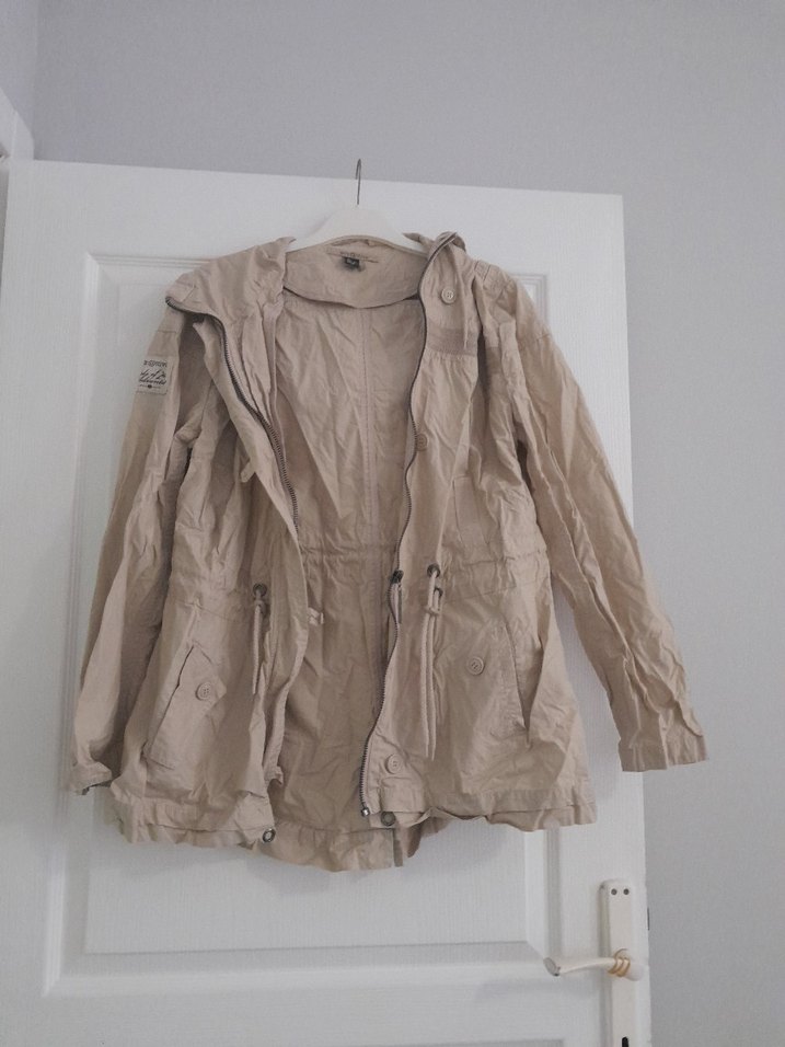 Kadın Bej Keten Midi Ceket - Görsel 3