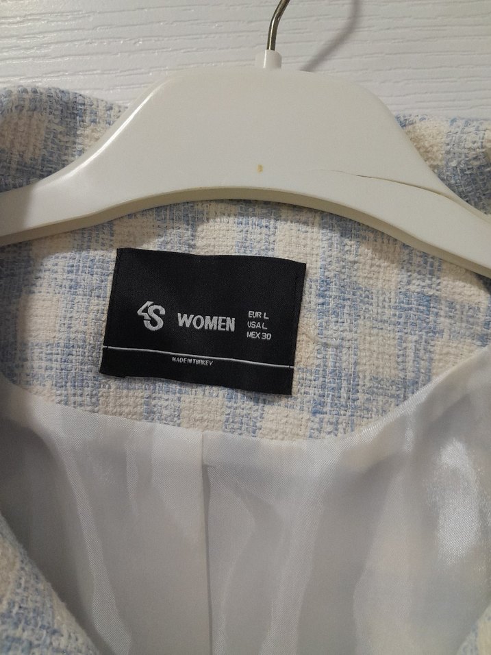 Düğmeli Gri Mini Ekose Blazer - Görsel 3