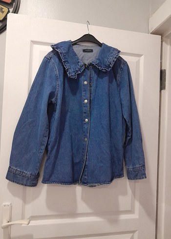 Kadın Mavi Düğmeli Denim Ceket - Görsel 2