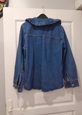 Kadın Mavi Düğmeli Denim Ceket - Görsel 5