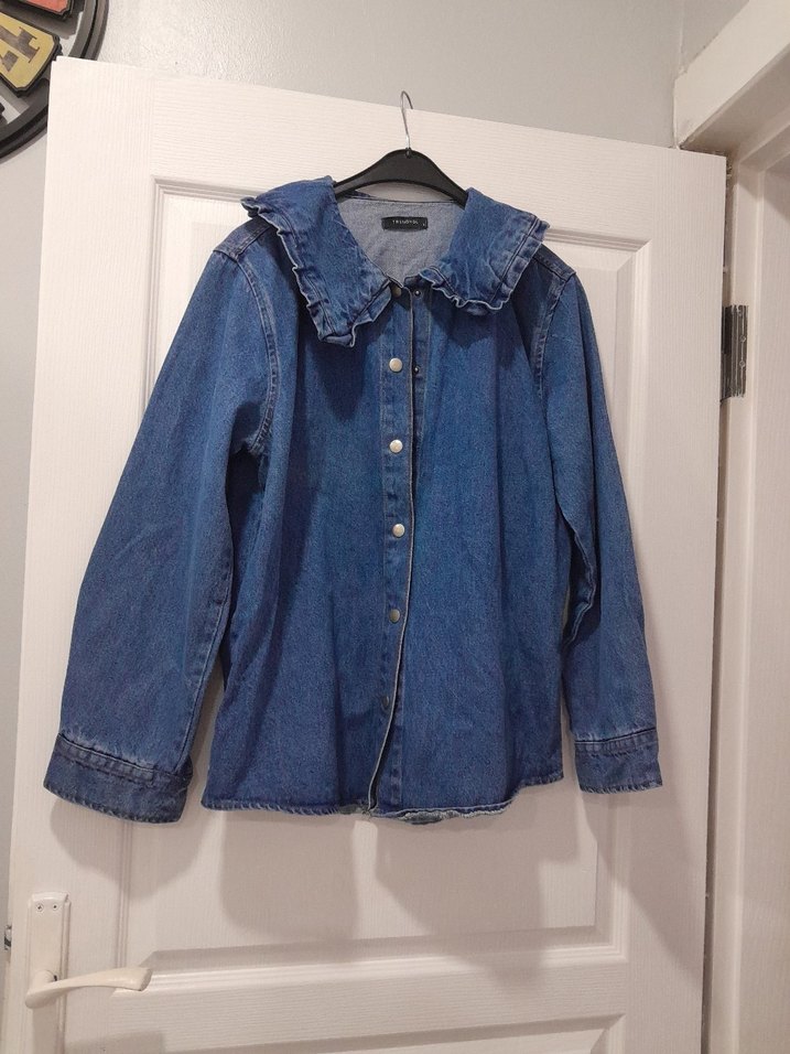 Kadın Mavi Düğmeli Denim Ceket - Görsel 2